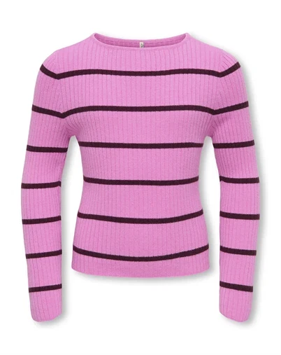 Only - KOGIbi Rib Boatneck Strik - Cyclamen/Winetasting 